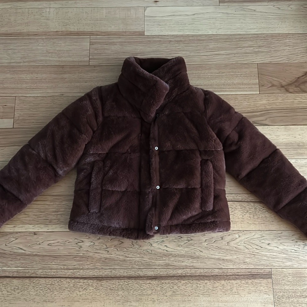 Abercrombie & Fitch Brown Faux Fur Puffer Jacket